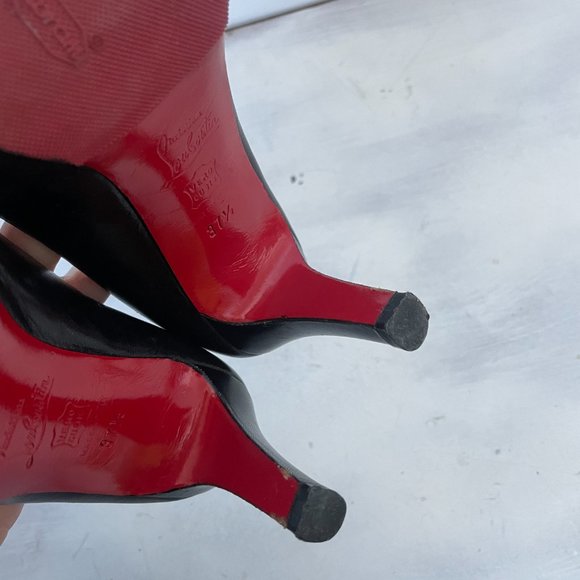 Christian Louboutin Very Prive Black Leather Peep Toe Pumps Heels - Picture 11 of 14